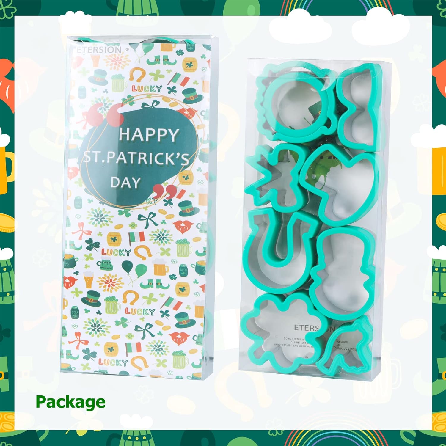 ETERSION St Patricks Day Cookie Cutters 9 Pieces 1