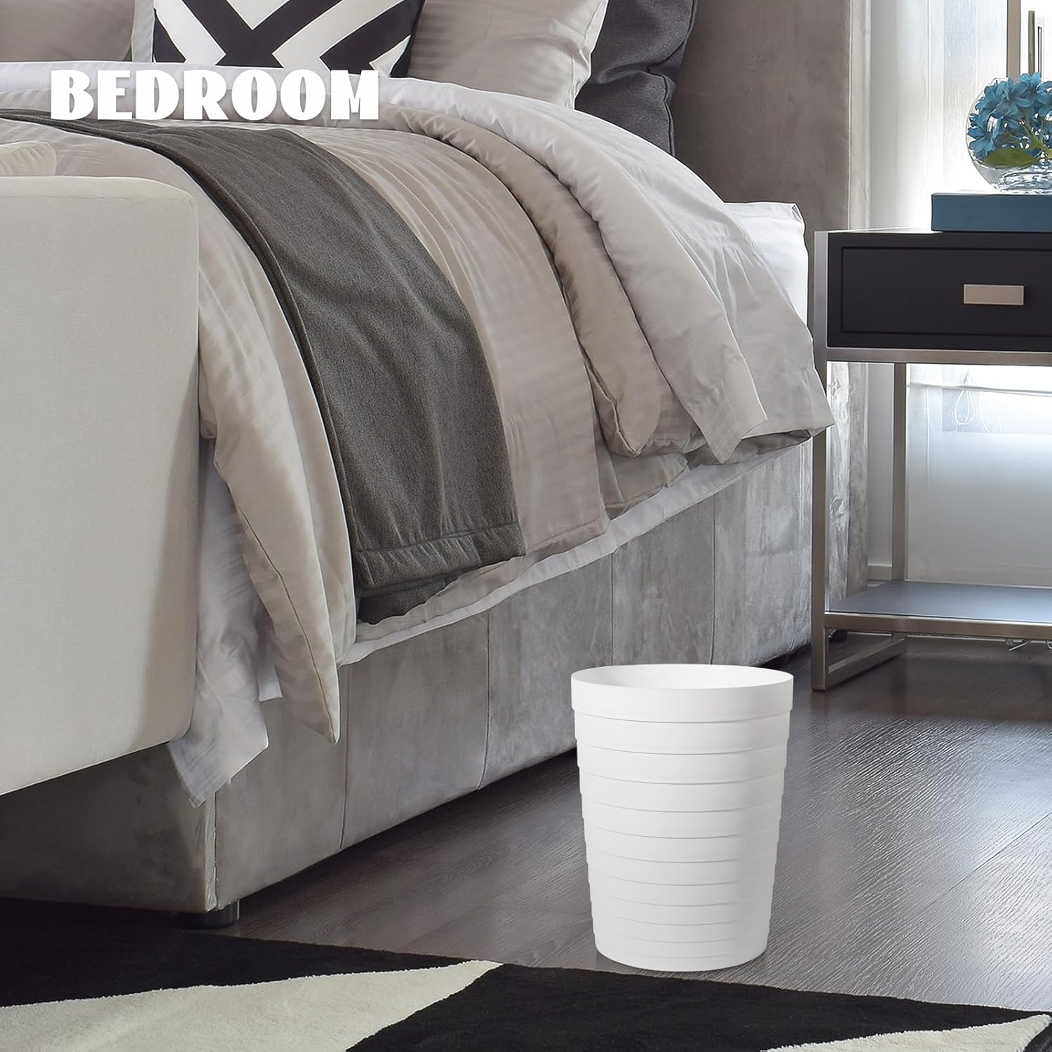 UUJOLY Small Trash Can Wastebasket White 1