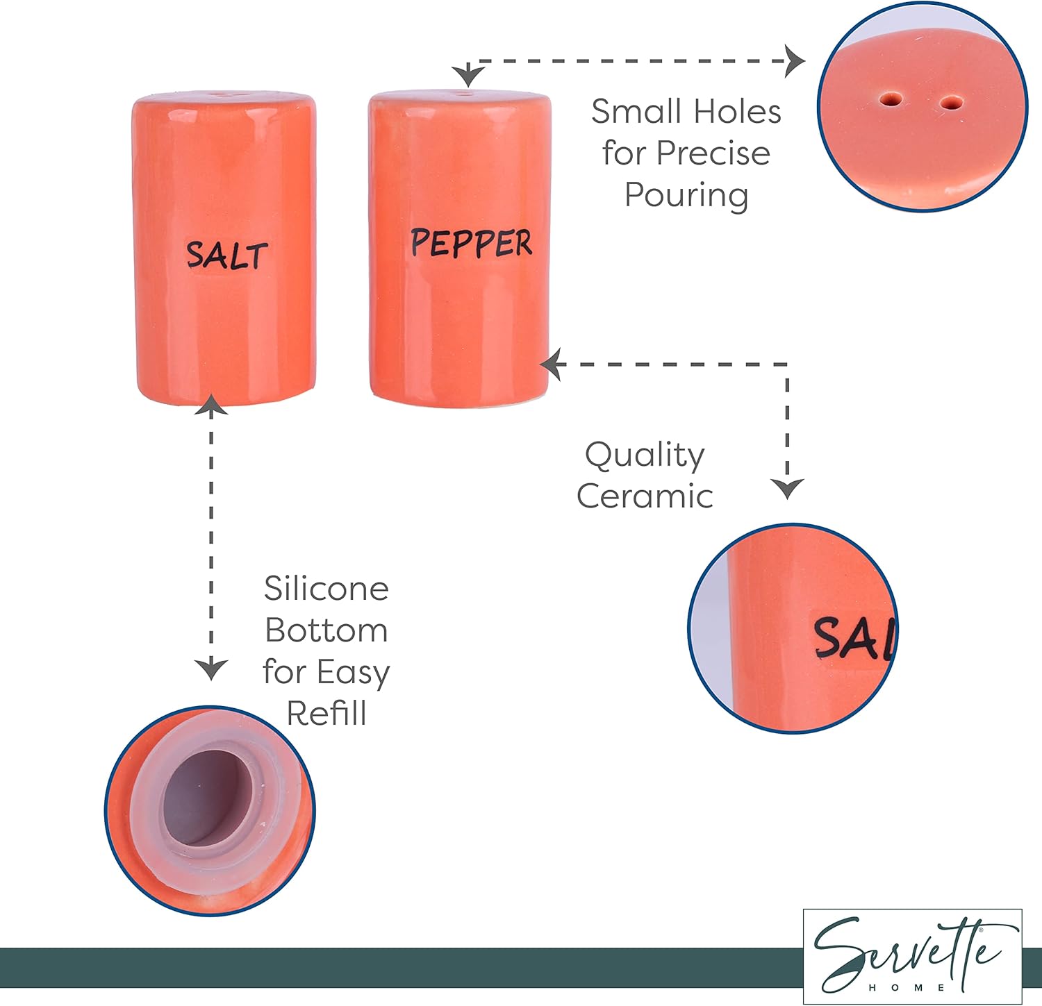 Orange Salt Pepper Shakers Ceramic Set