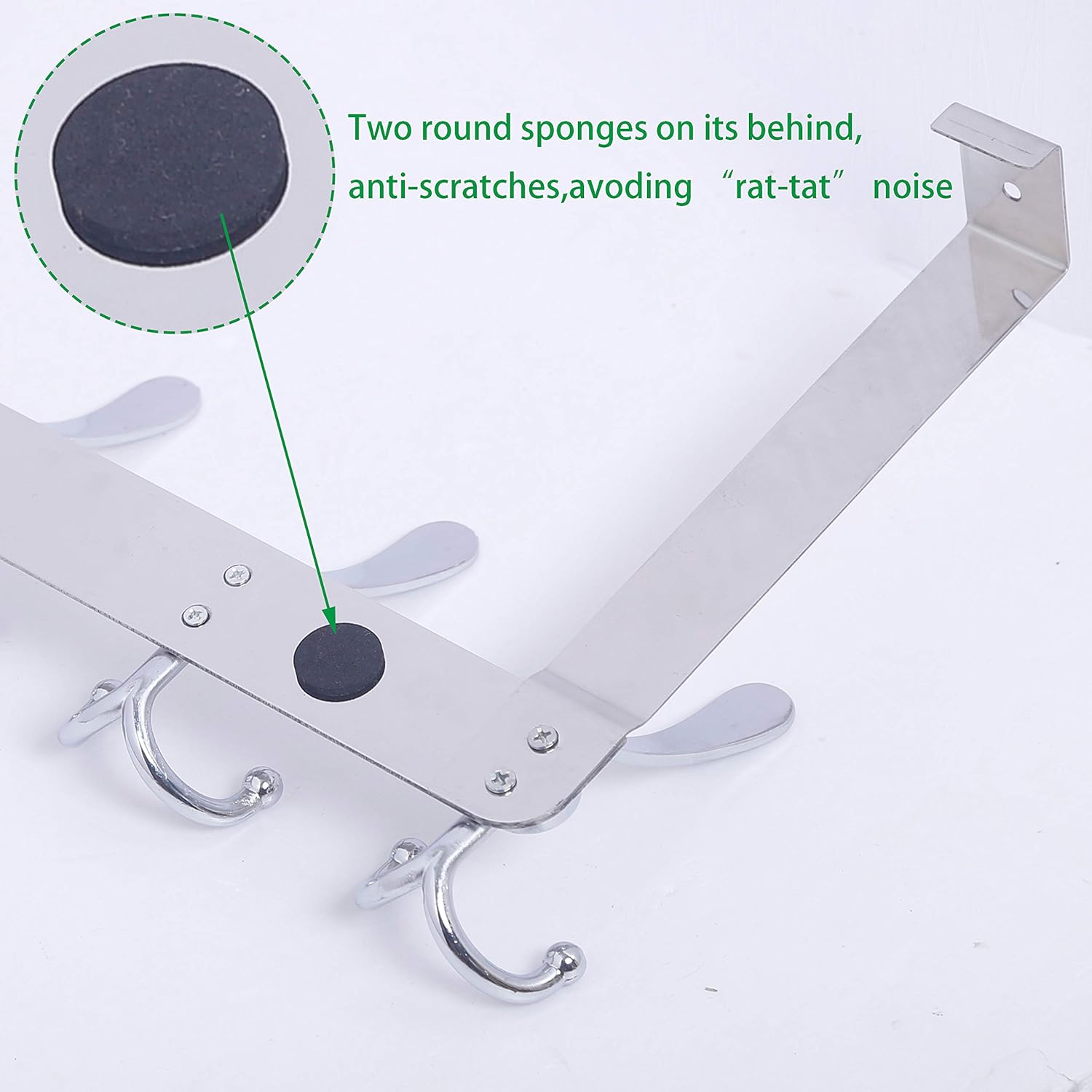 WEBI Over The Door Hook Rack with 5 Tri Hooks - Silver