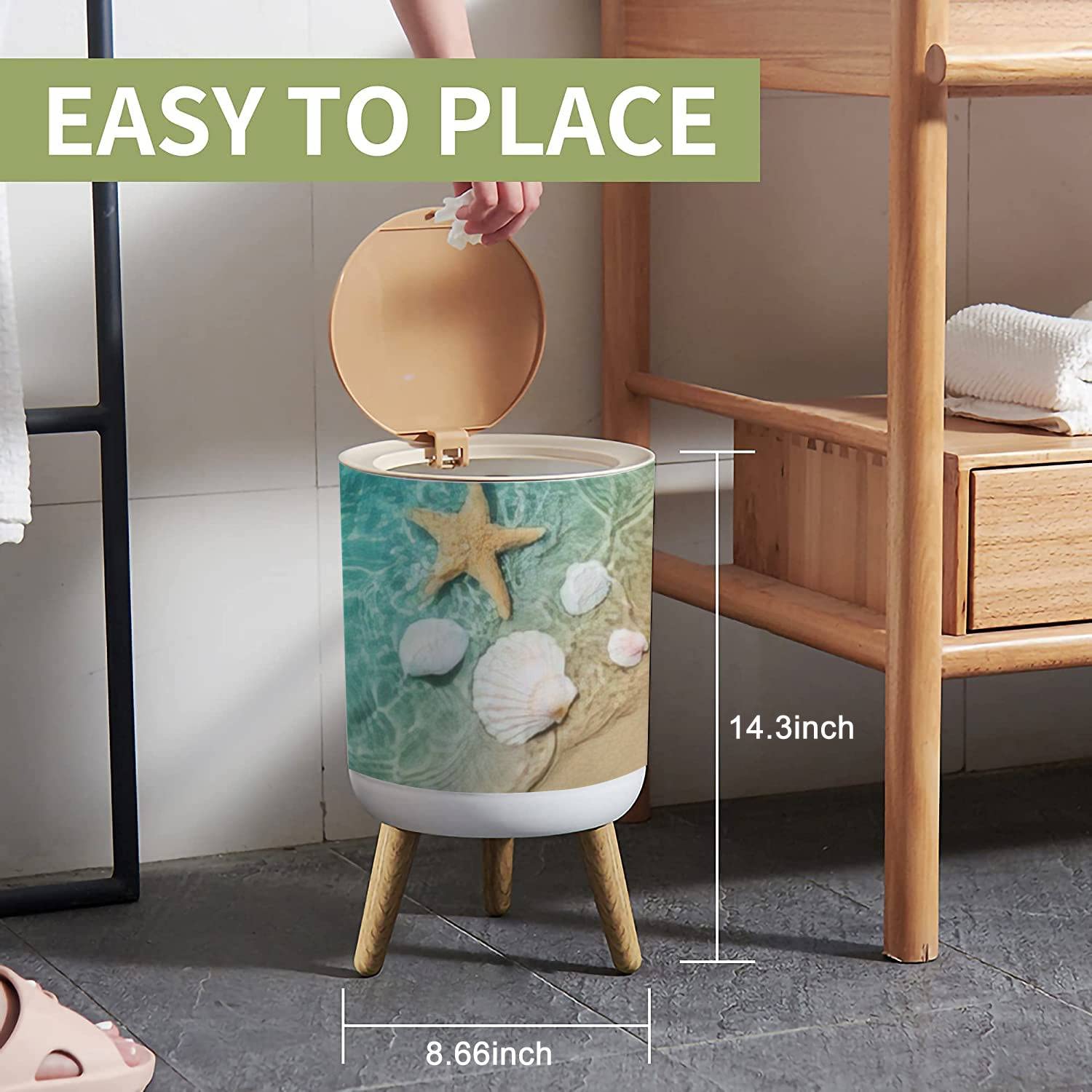 Cute Decorative Trash Can with Lid for Home Office