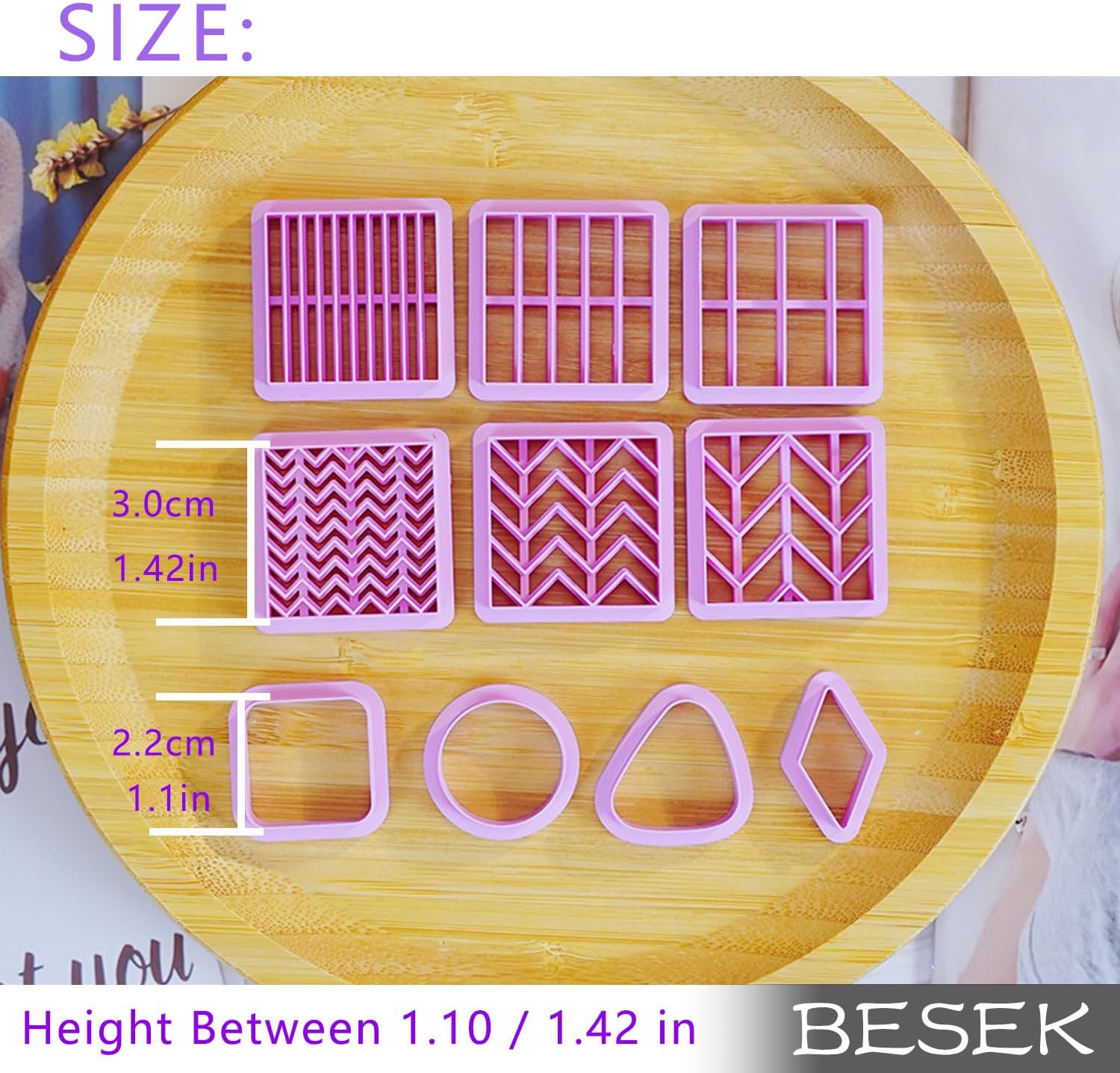 BESEK 10 Pcs Square Polymer Clay Cutters for Jewelry