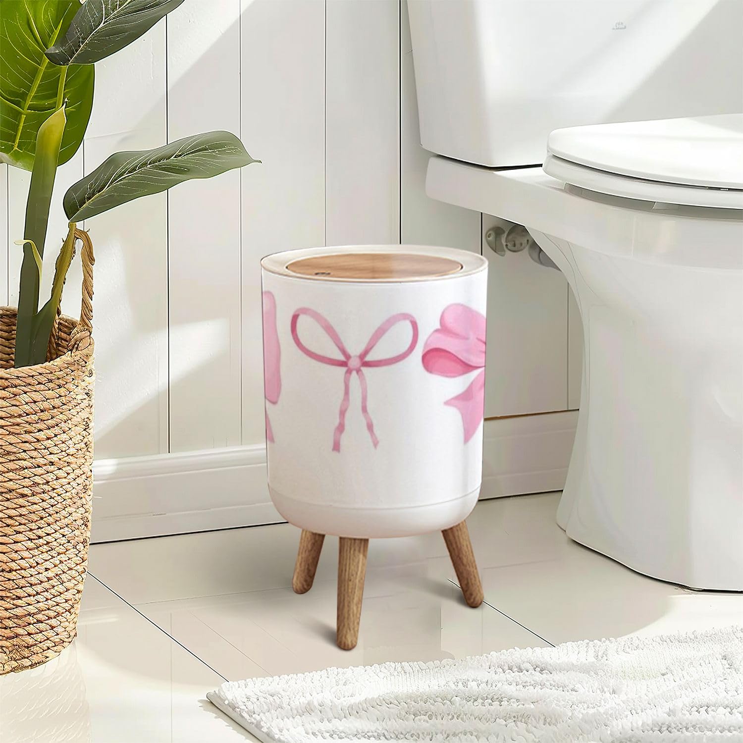 Pink Bow Trash Can with Y2K Aesthetic Design