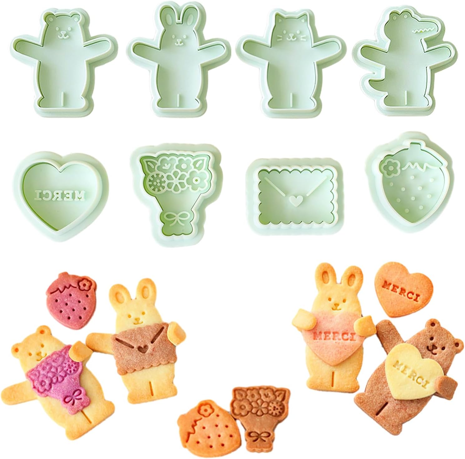8 Pack Cuddly Huggy Animal Cookie Cutters Set