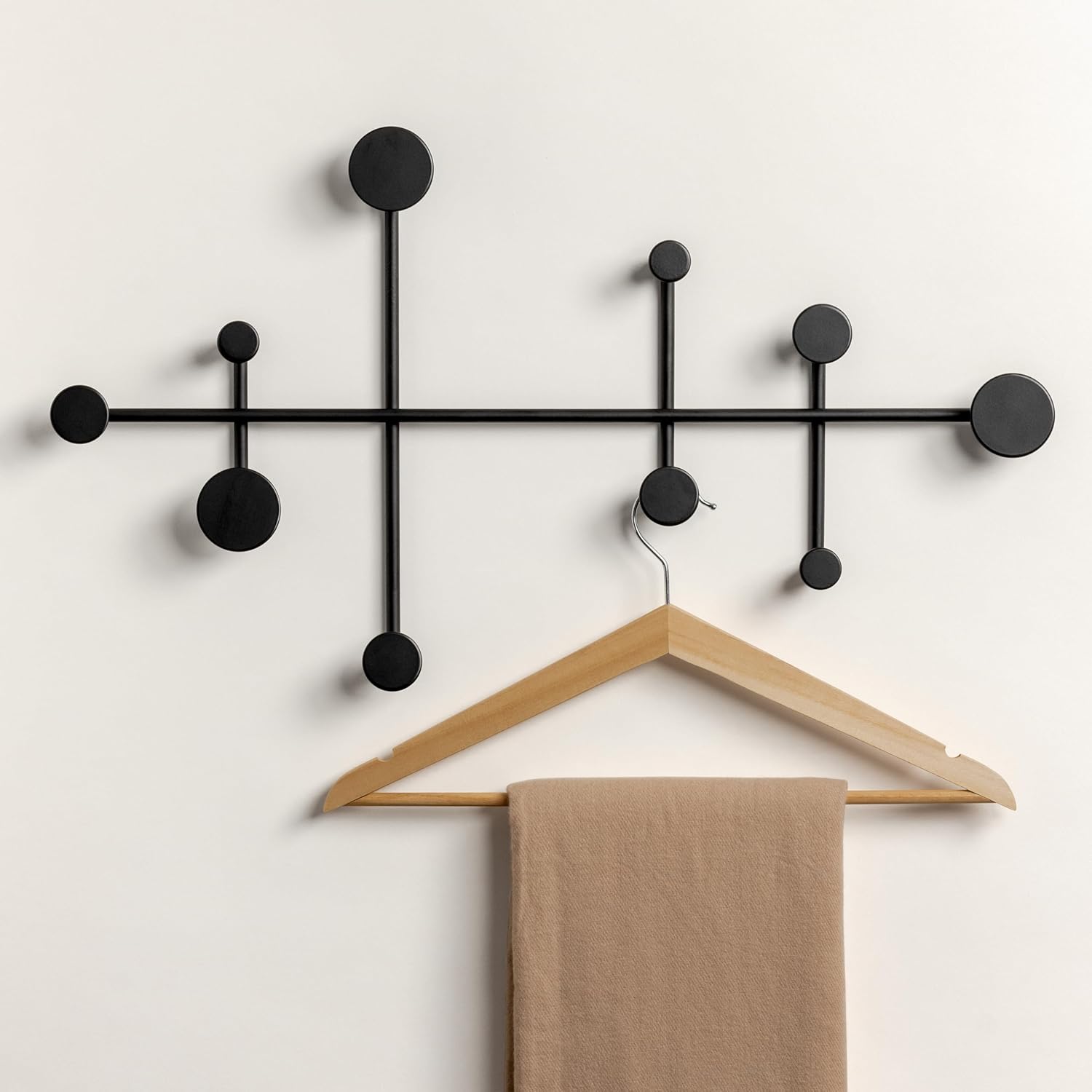 Sval Wall Wardrobe Modern Black Metal Coat Hook Set