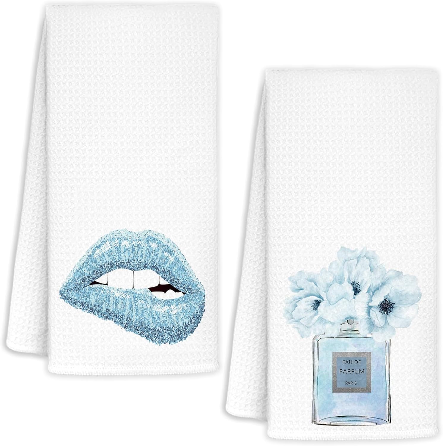 Light Blue Decorative Towels Set of 2 16x39 Inch