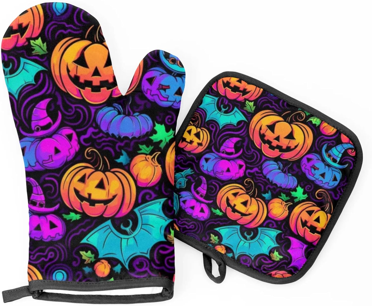 Aglebo Bat Pumpkins Oven Mitts and Pot Holders Set of 2