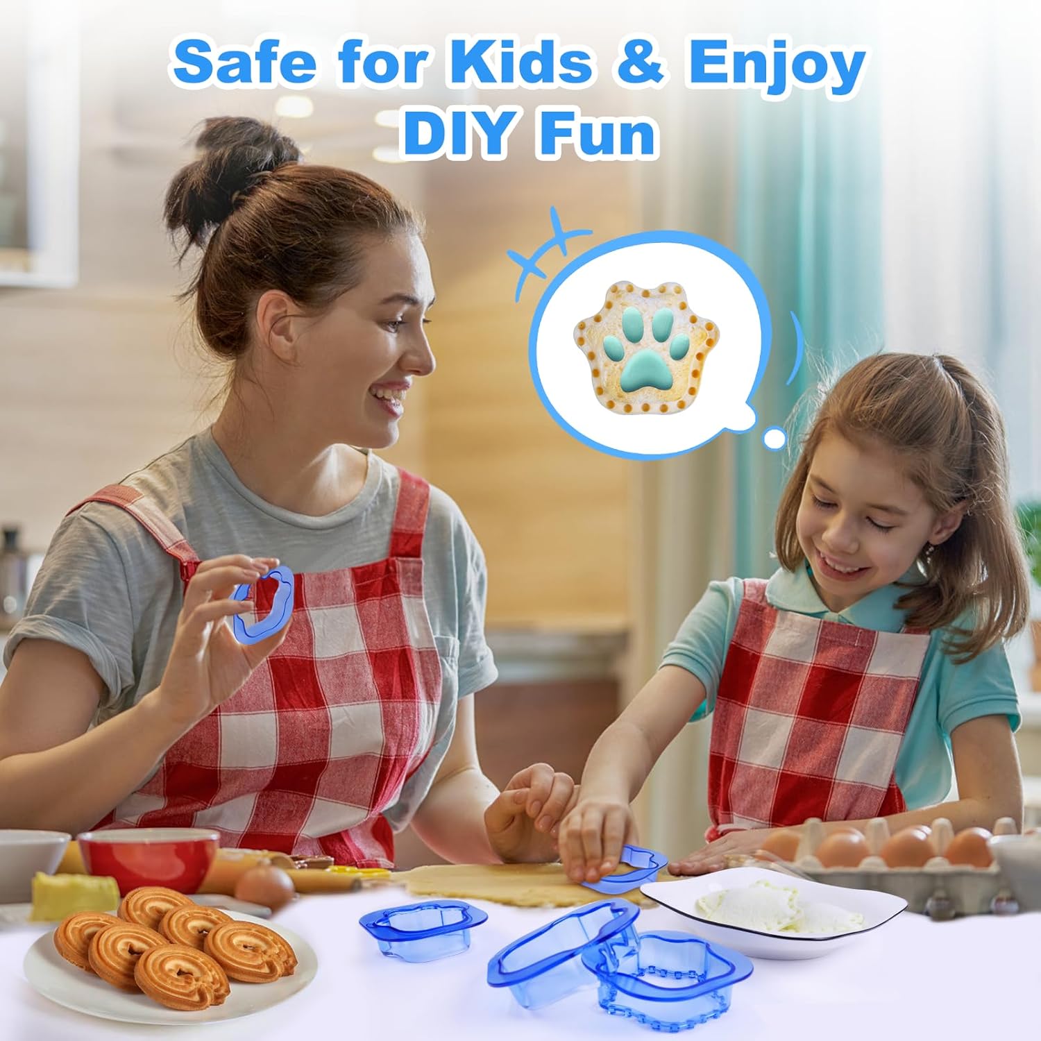 NPET 5 PCS Cat Paw Sandwich Cutter and Sealer for Kids
