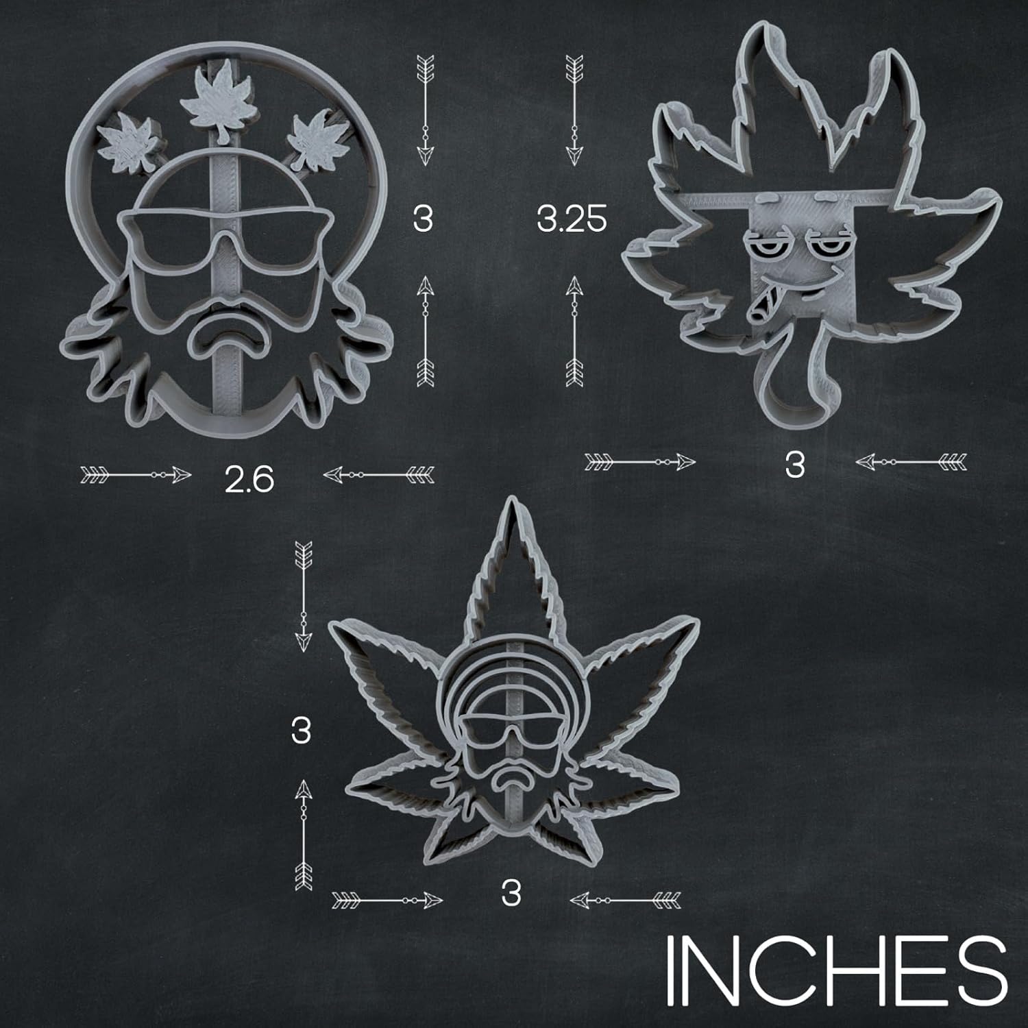 Moose Goods Marijuana Cookie Cutters Set Of 3 Hemp Weed Shaped