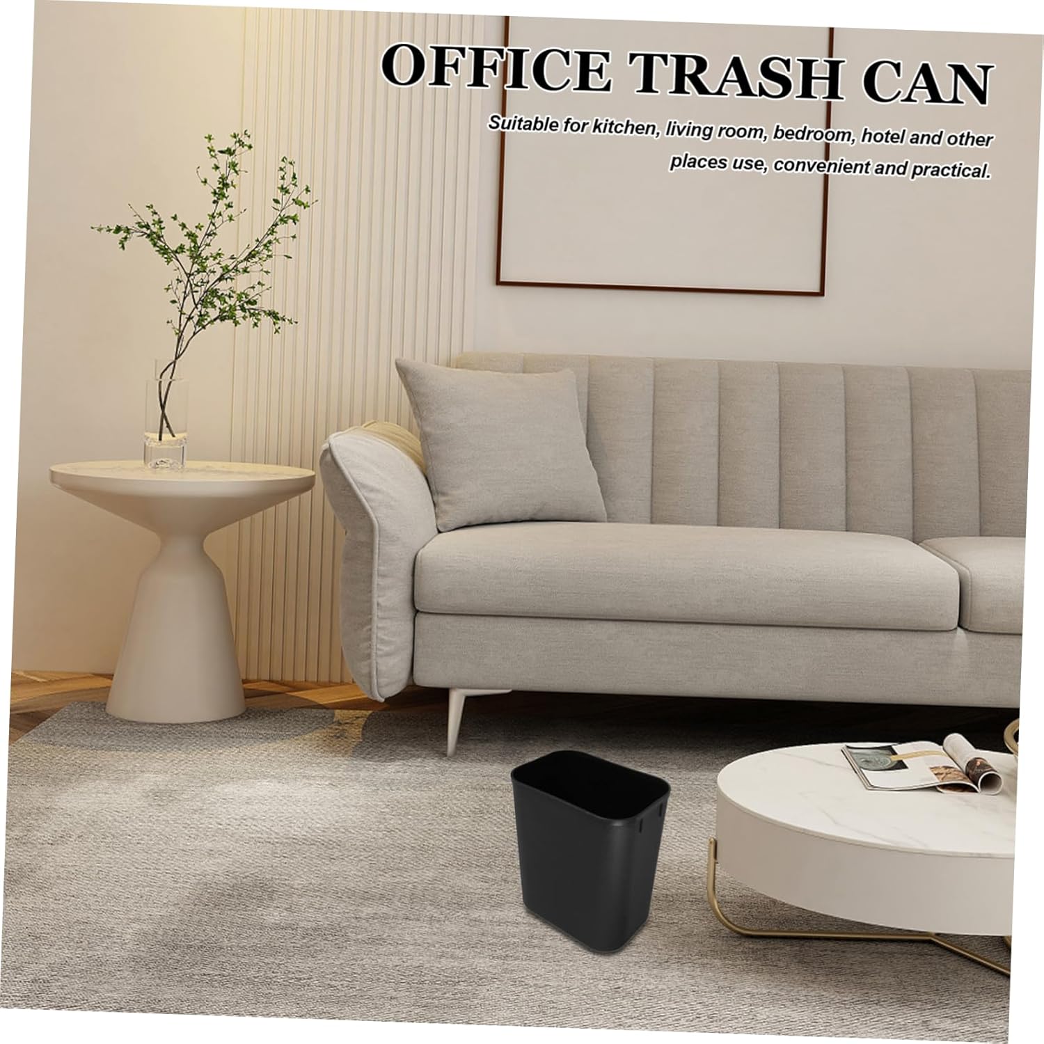 Alipis 13 Gallon Black Trash Can Bathroom Kitchen Waste Bin