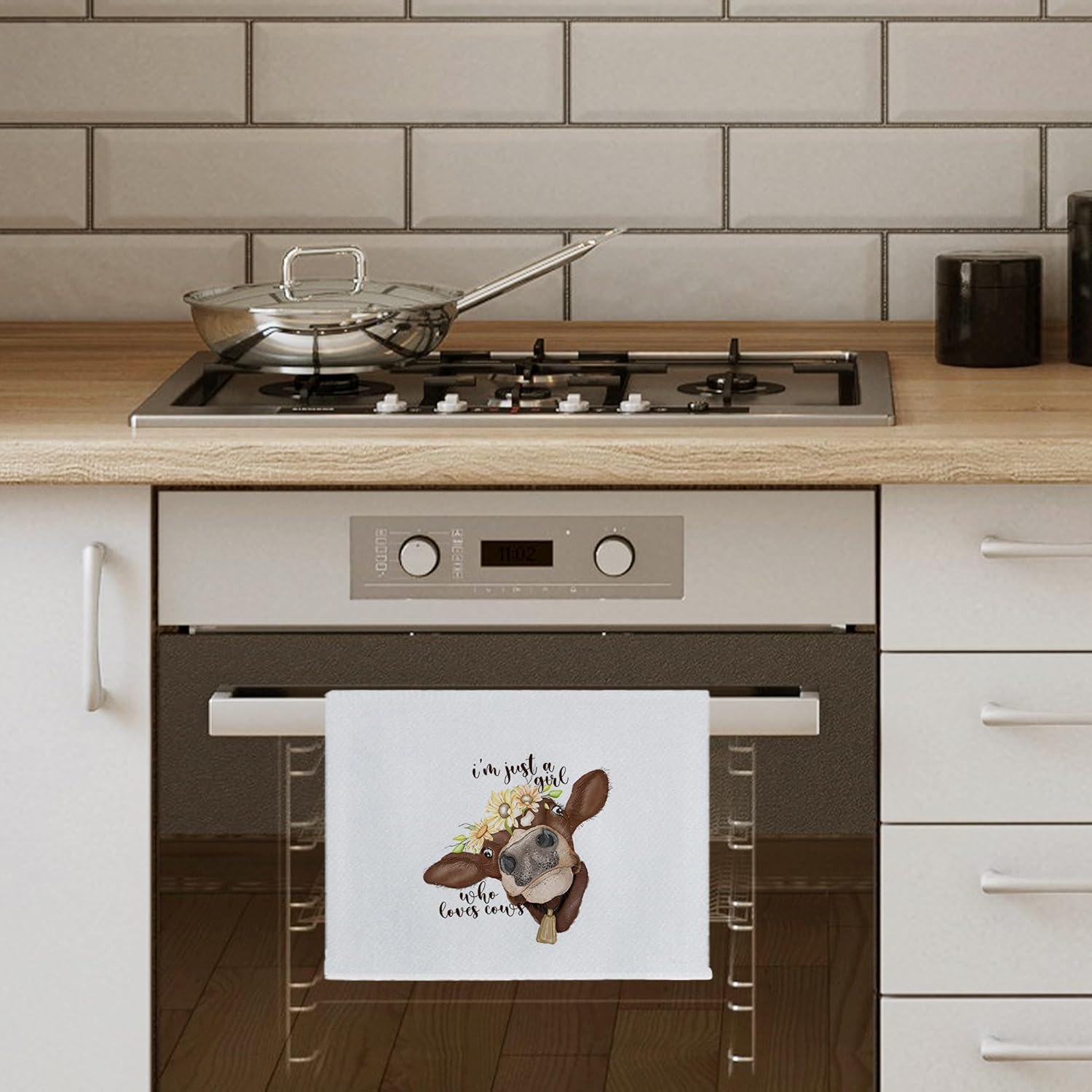CIOJUNE Farmhouse Cow Kitchen Towel - 16x24
