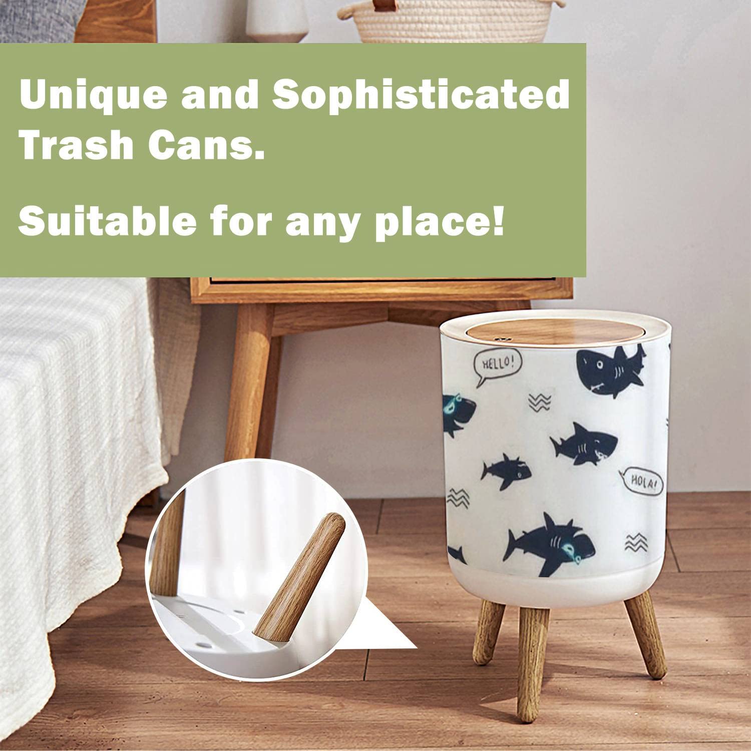 Small Trash Can with Cute Shark Design 867x143inch
