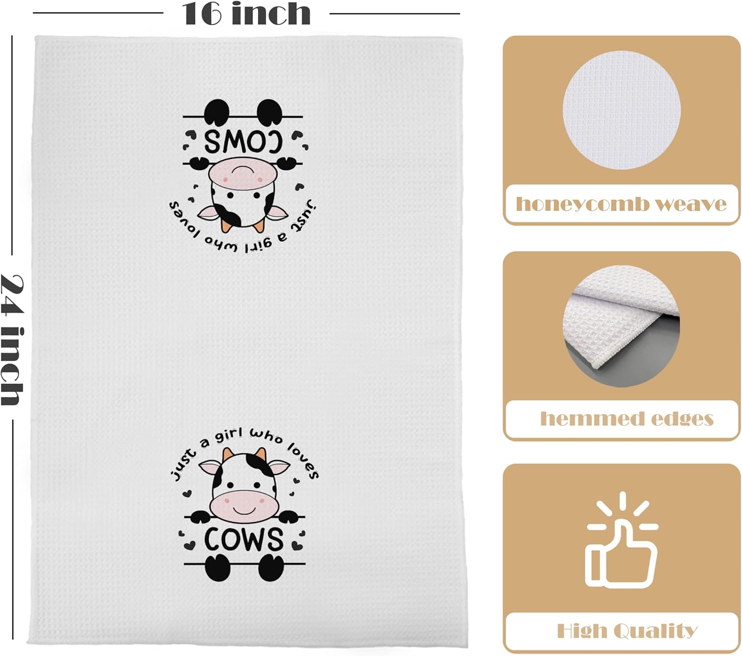 Just A Girl Who Loves Cows Dish Towels - 16x24 Inch Waffle Fabric