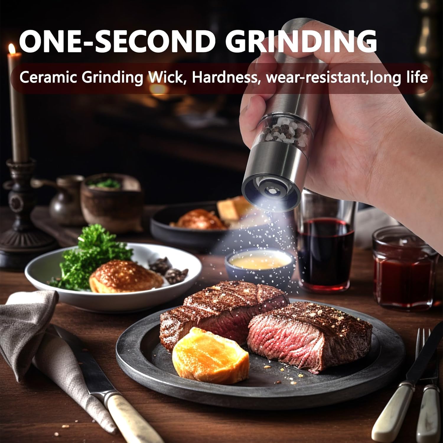 JINGASA Mini Electric Salt Pepper Grinder Set 1