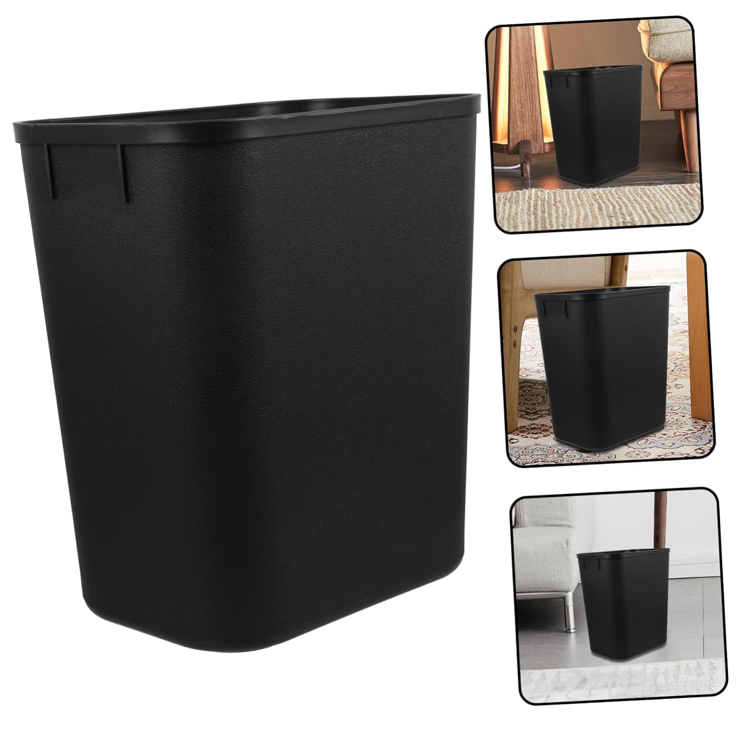 Alipis 13 Gallon Black Trash Can Bathroom Kitchen Waste Bin