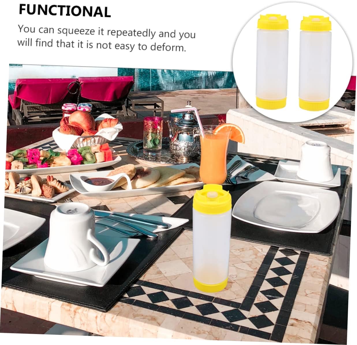 OKUMEYR 2PCS Two Headed Squeeze Sauce Bottles 20oz Reusable 1