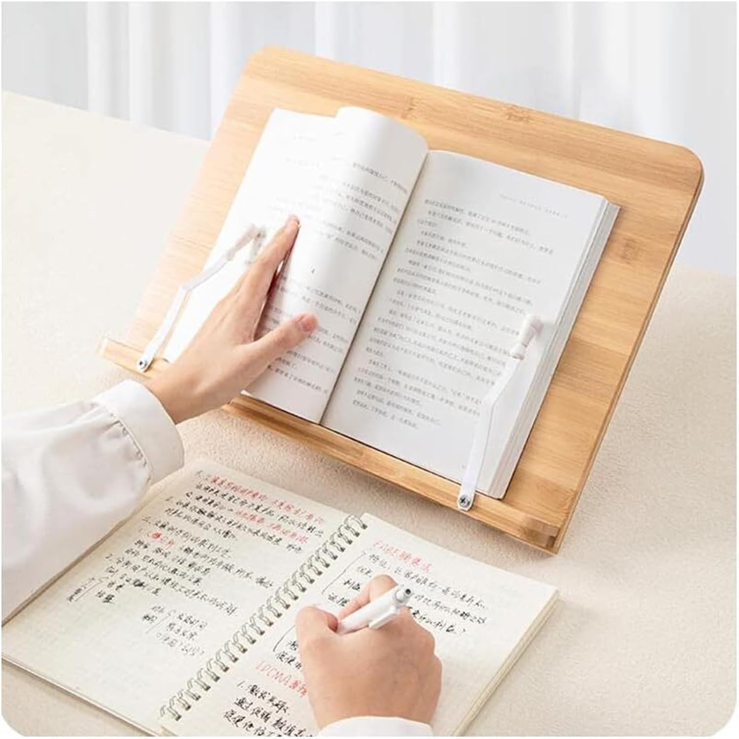 Adjustable Wood Book Stand for Reading and Cooking