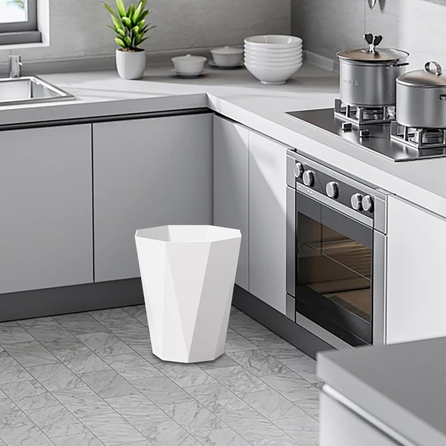 Polygon Small Trash Can White