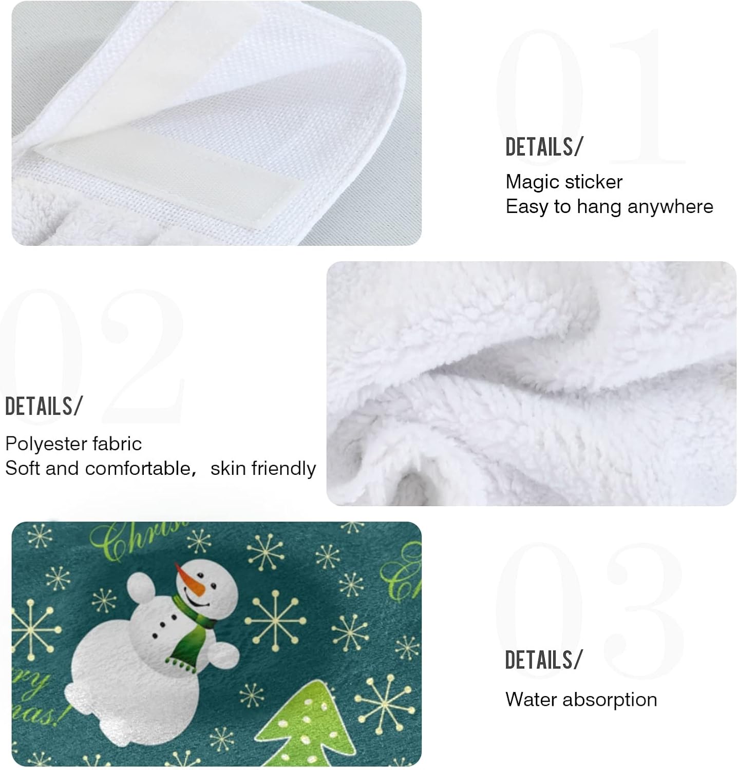 Vnurnrn Christmas Tree Snowman Dish Towels Set 2 Pcs