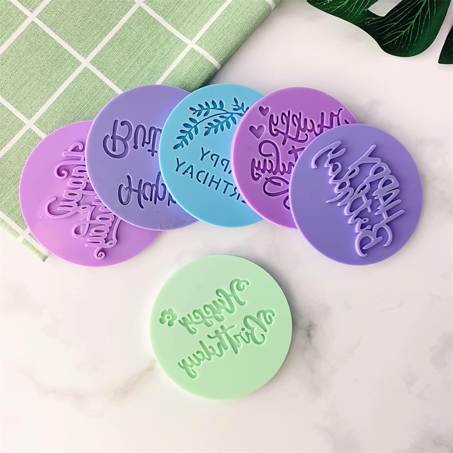 Aggert Silicone Birthday Pattern Cake Stencil 2Pcs