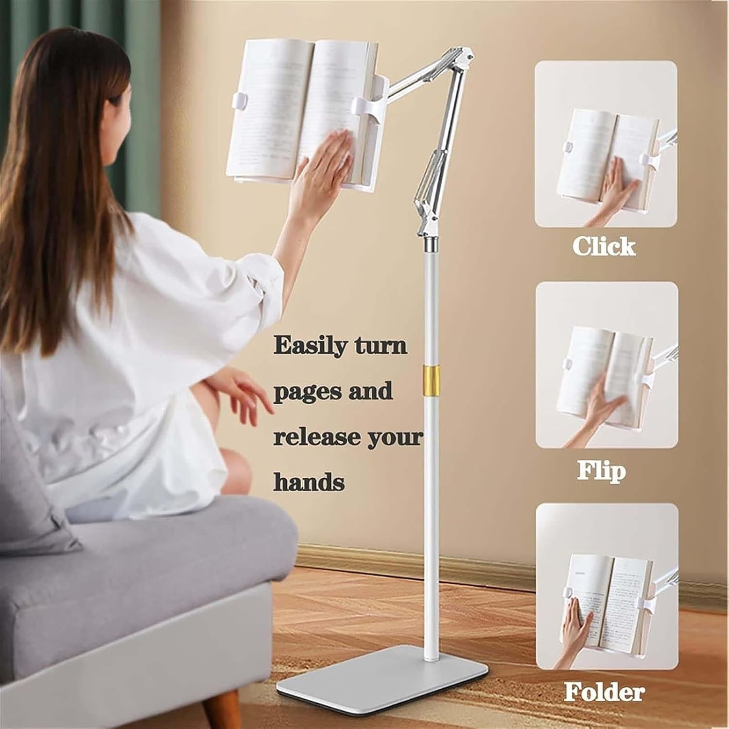 Adjustable Floor Stand for Cookbook and Book Reading