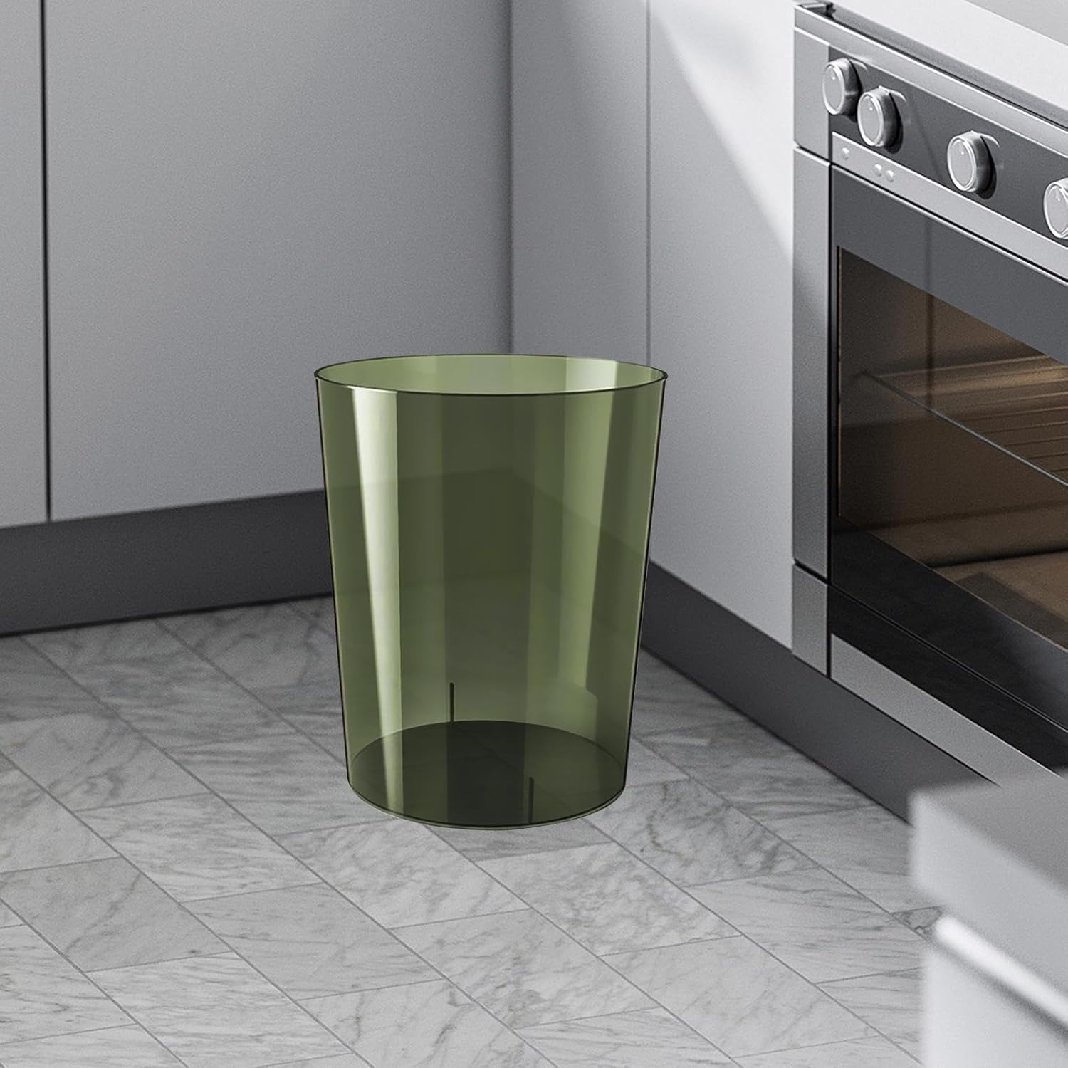 Qianly Clear Wastebasket with Large Capacity and Sleek Design