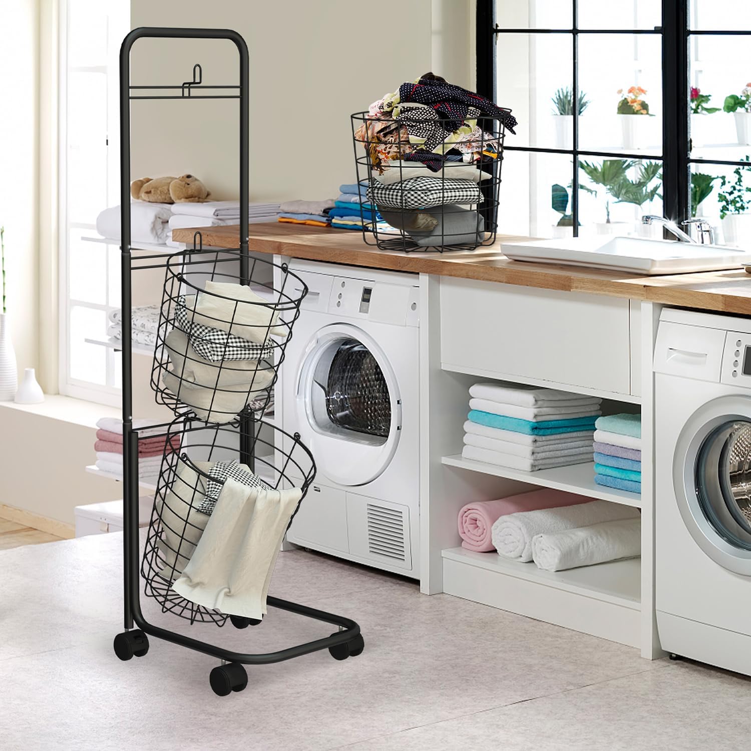 MYOYAY 3-Tier Laundry Cart on Wheels