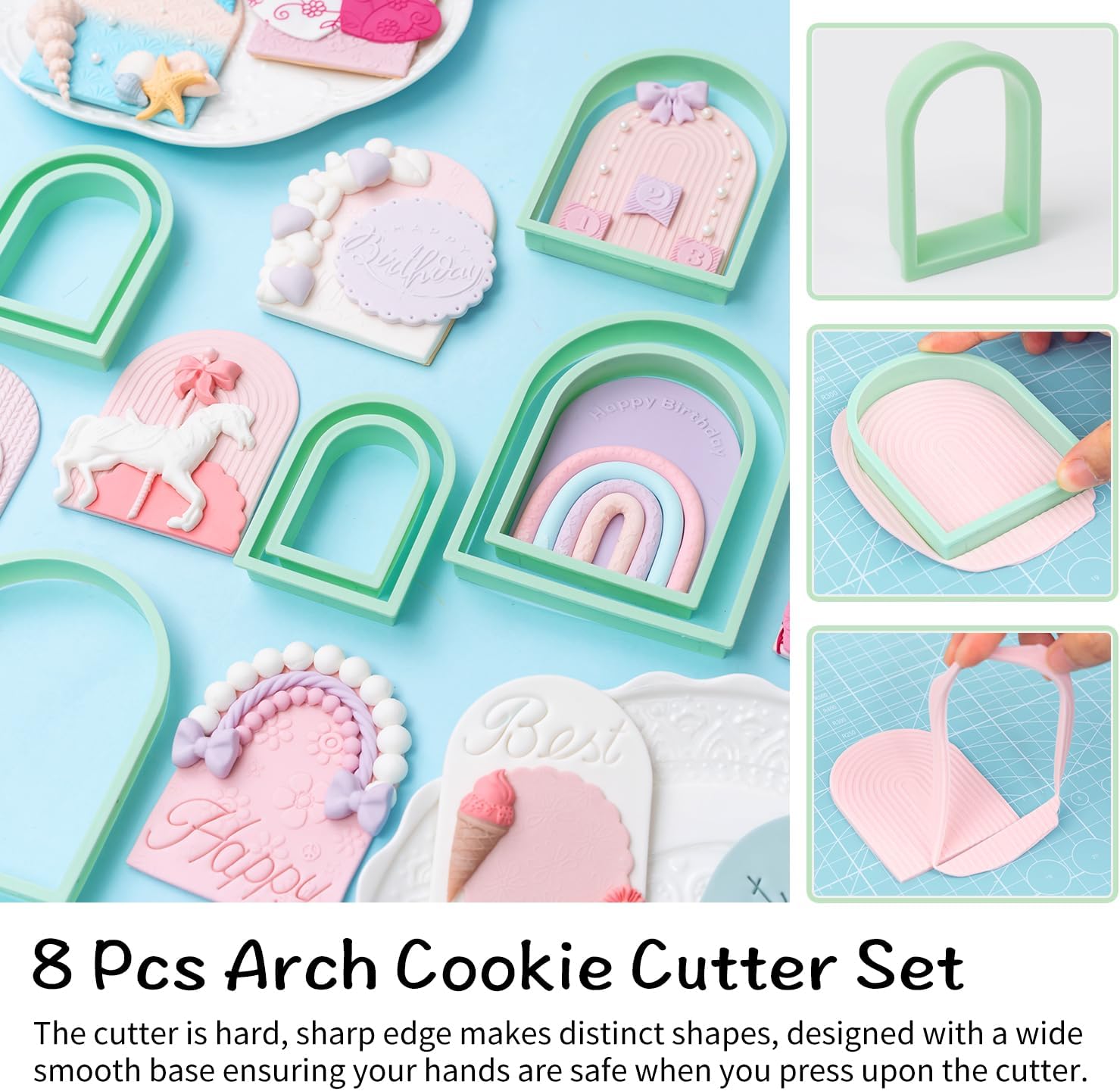 KALAIEN 8-Piece Arch Cookie Cutter Set