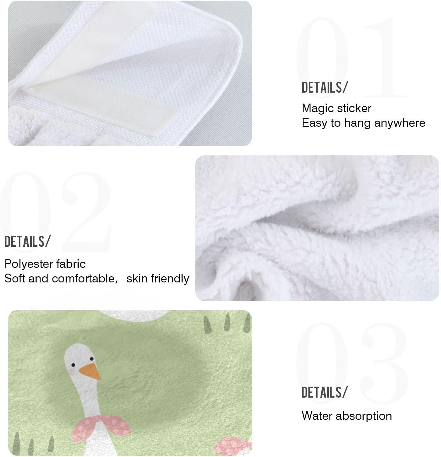 OTVEE Pink Polka Dot Bows Dish Towels 2 Pieces