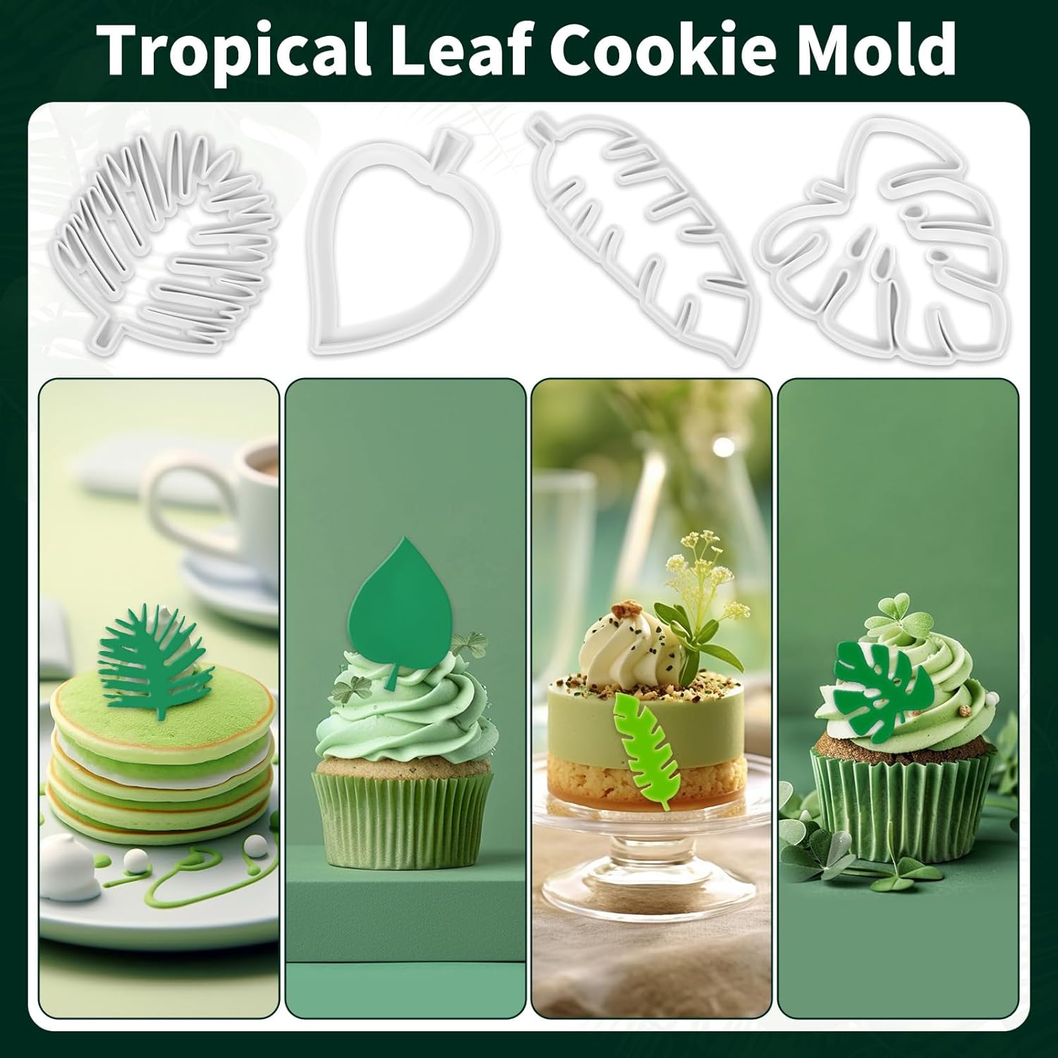 Telooco 4Pcs Hawaiian Leaf Cookie Cutters Set