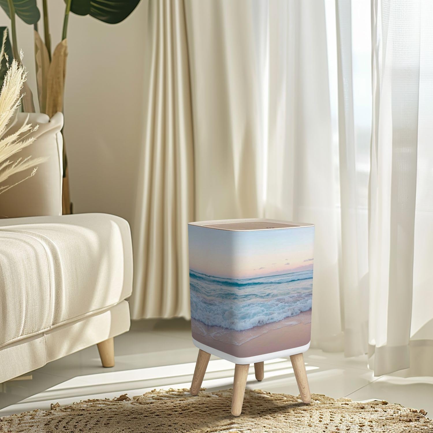 Ocean Waves Trash Can 26 Gallon with Lid