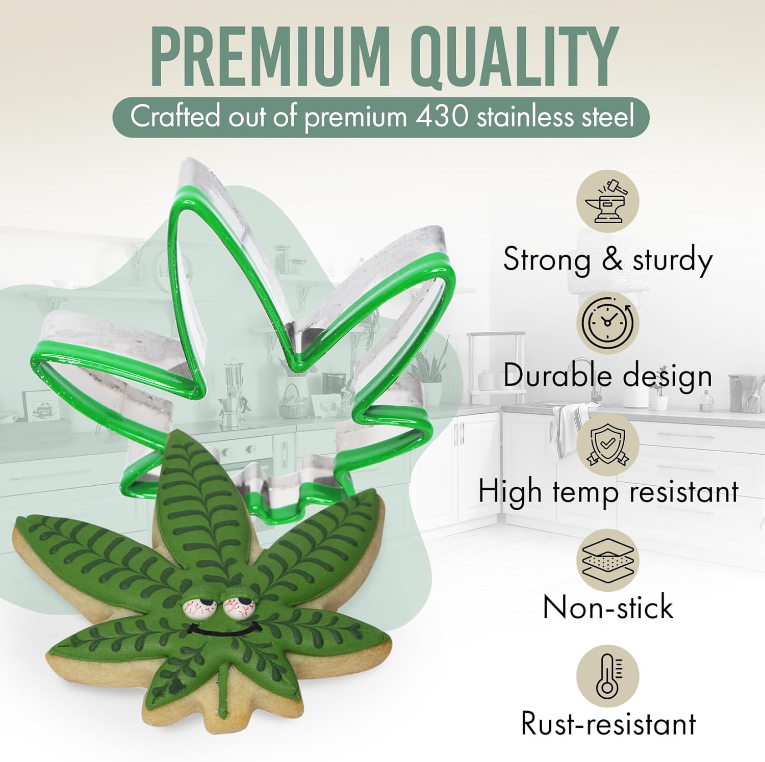 Hello High 3PC Leaf Cookie Cutter Set - Steel Metal 420 Baking Supplies
