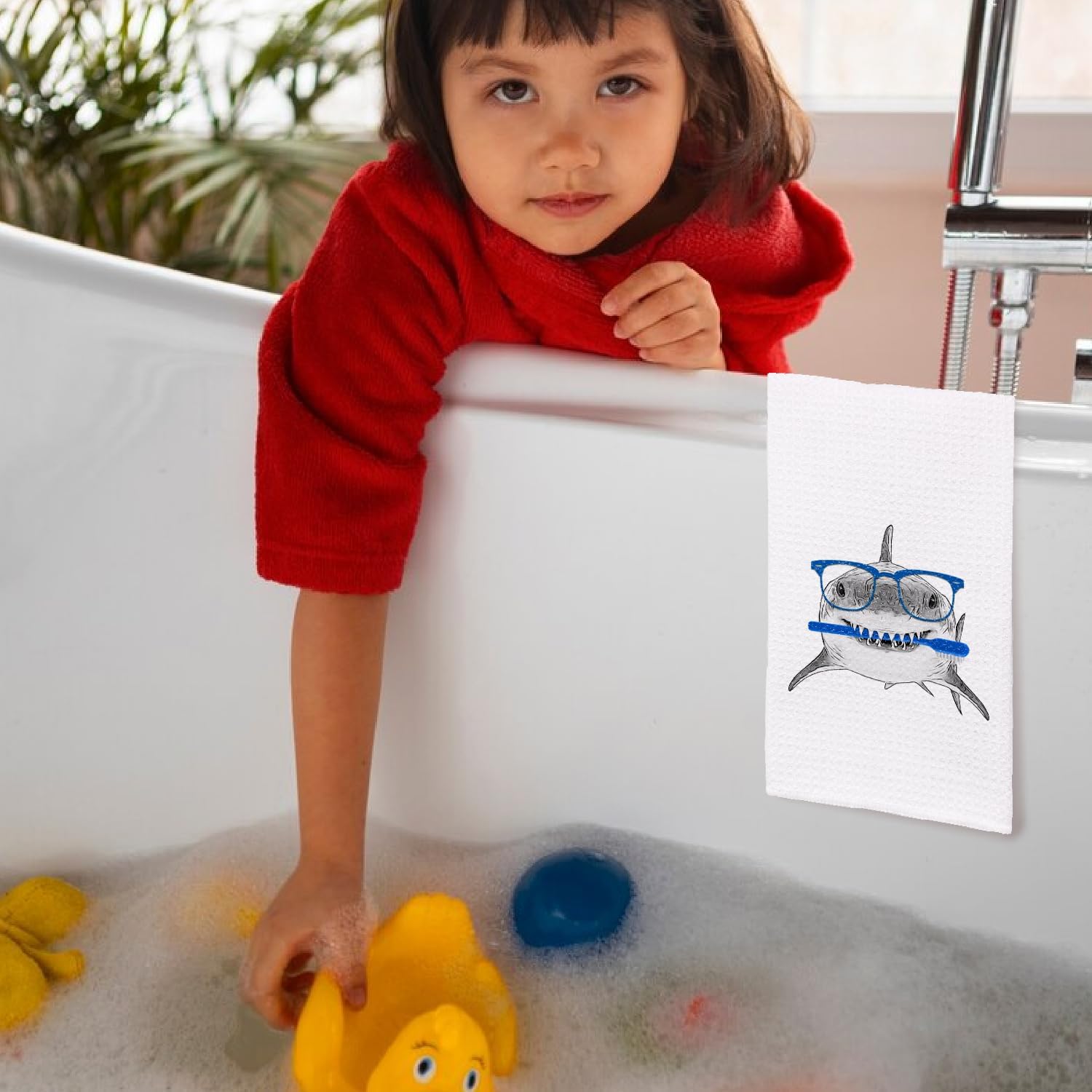 Funny Shark Hand Towels 16x24 Bathroom Decor