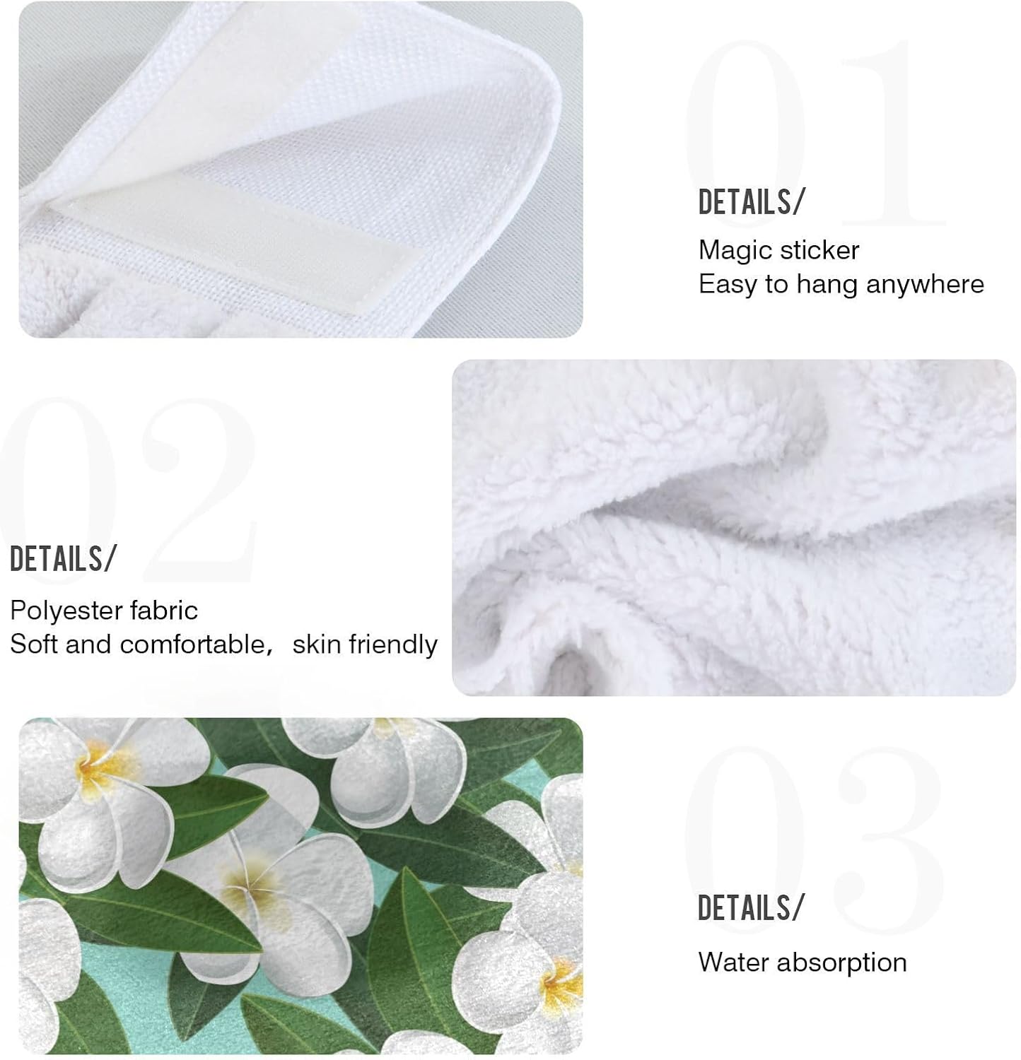 OTVEE Plumeria Flowers Pattern Dish Towels 2 Pieces