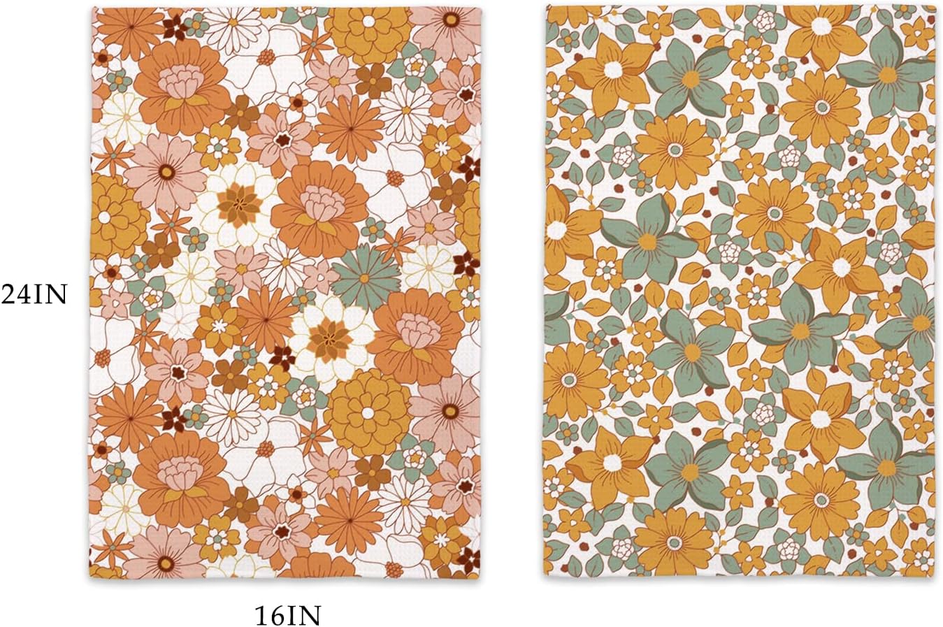 QODUNG Retro Floral Bath Towels Dishcloths Set of 2