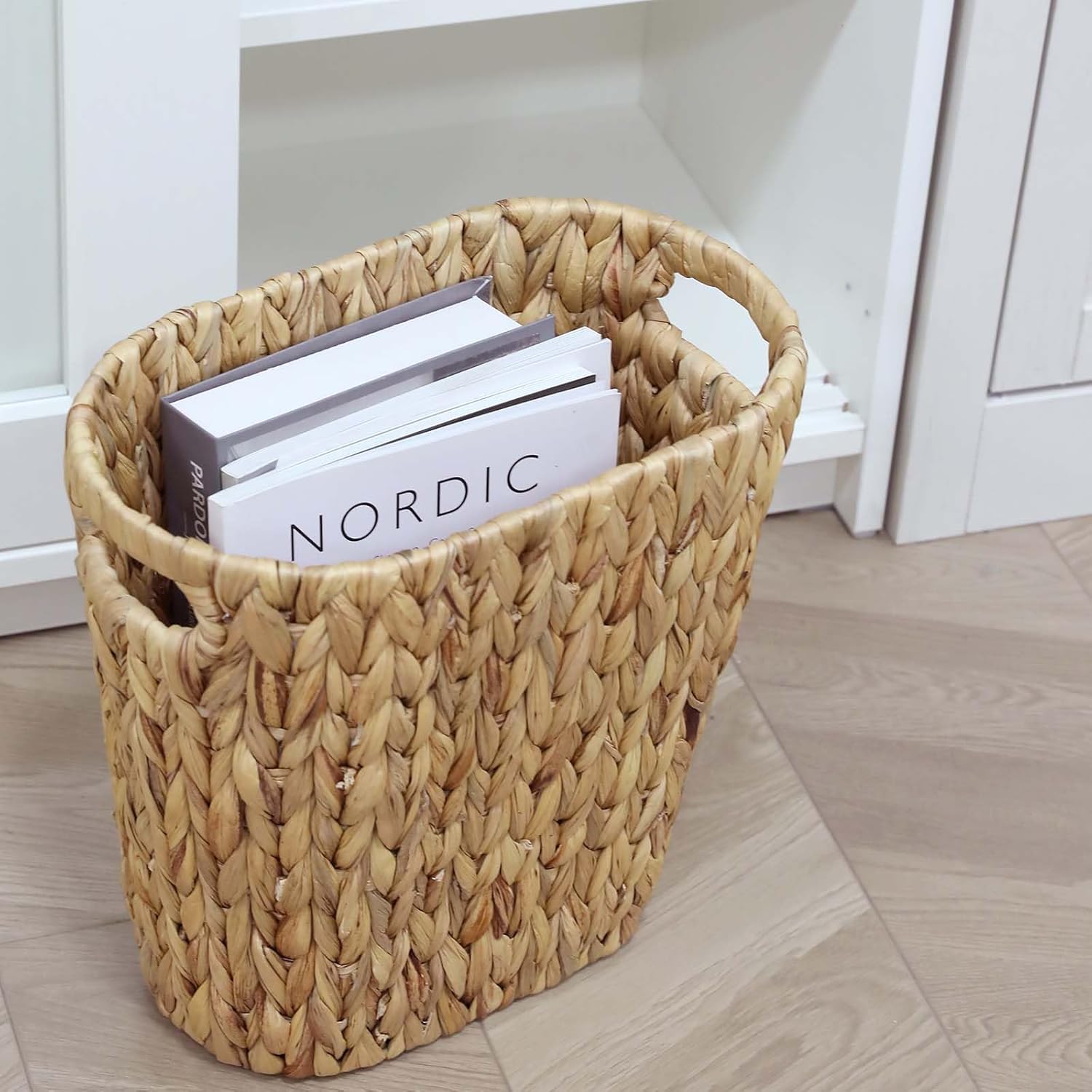 WLLHYF Woven Trash Basket Small Brown Wicker