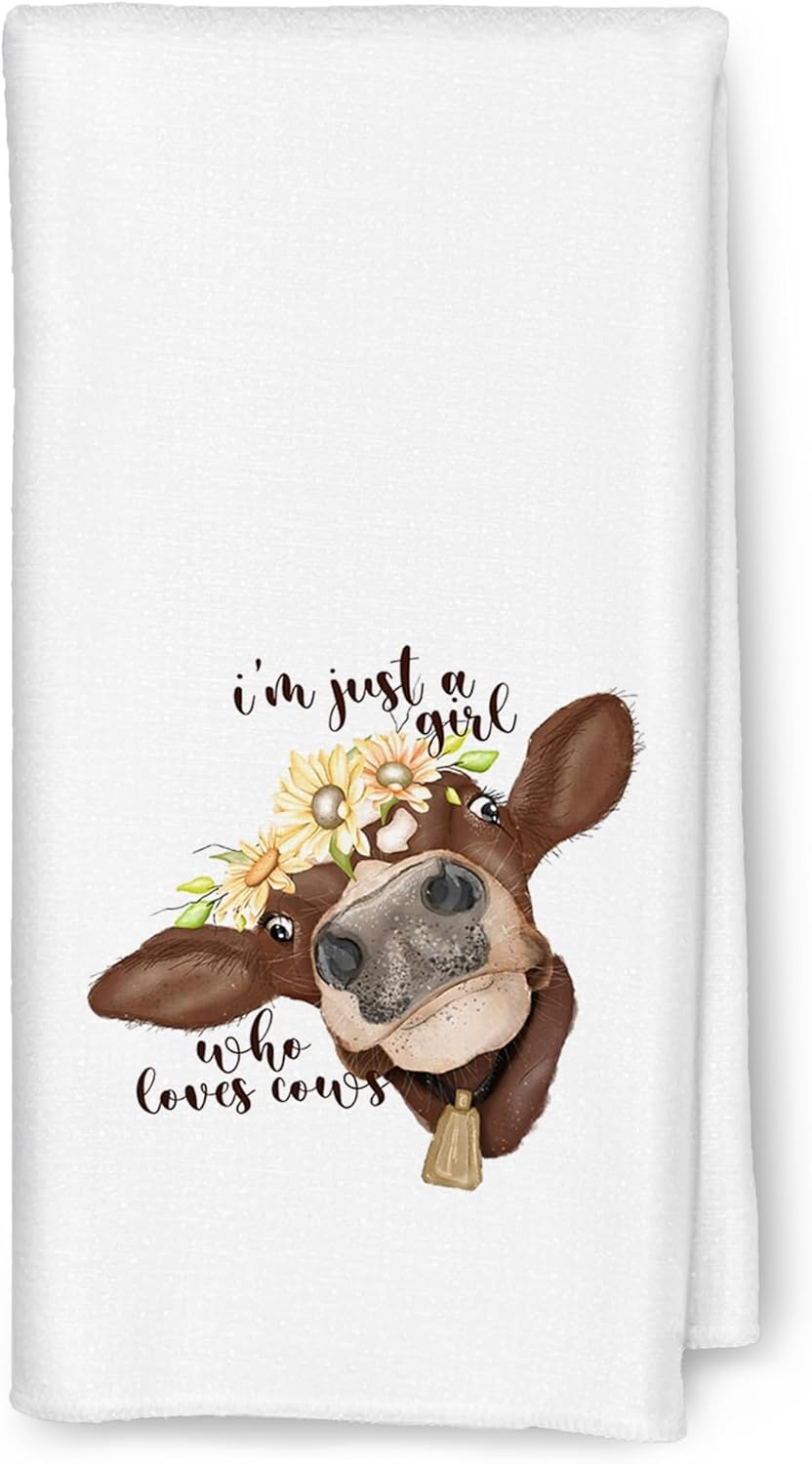 CIOJUNE Farmhouse Cow Kitchen Towel - 16x24