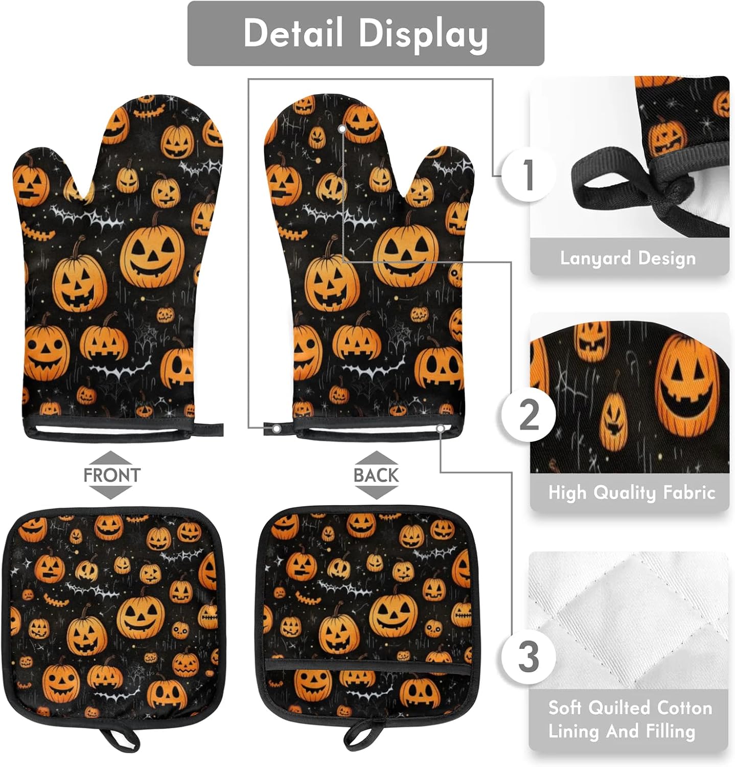 Aglebo Halloween Spider Web Oven Mitts Set of 2