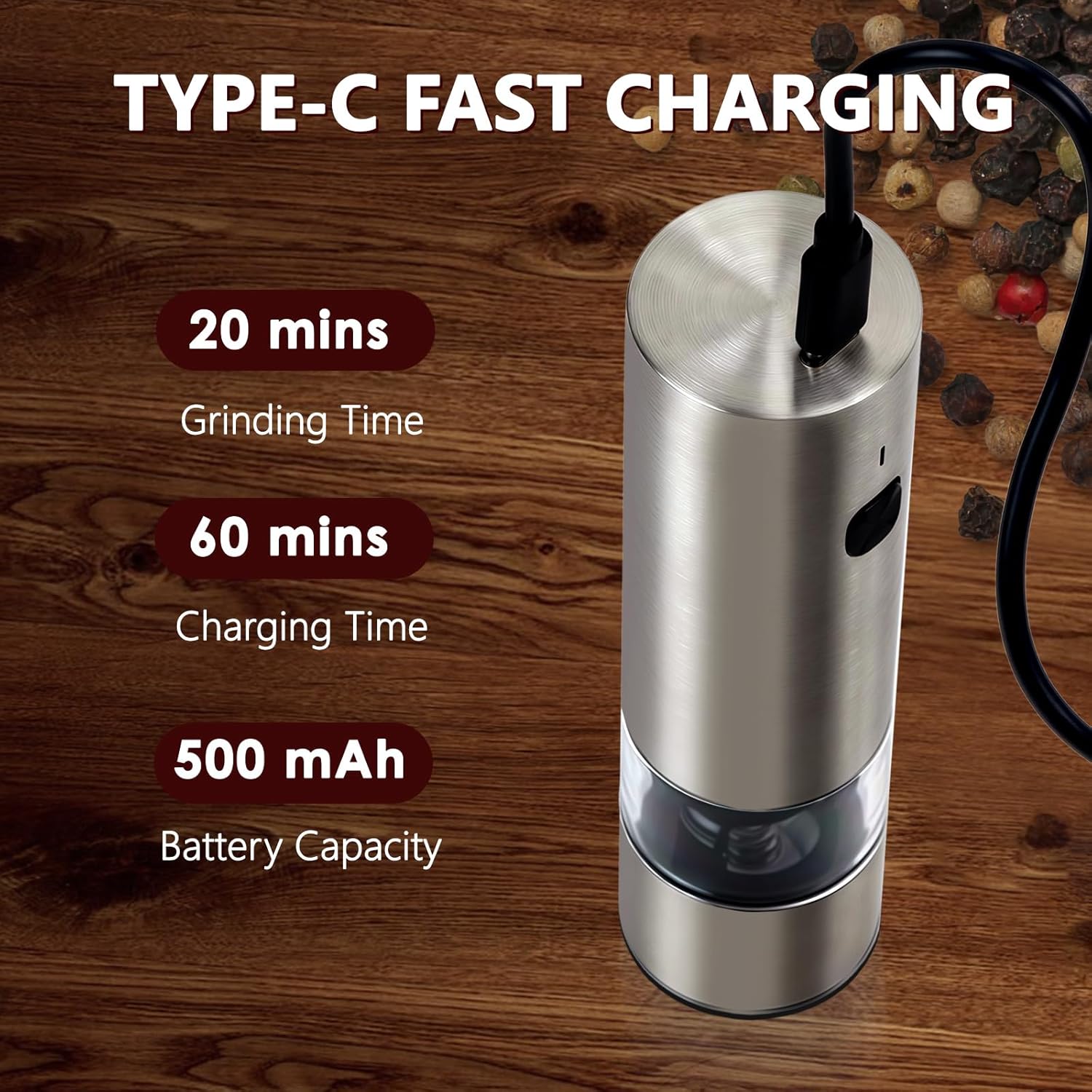 JINGASA Mini Electric Salt Pepper Grinder Set 1