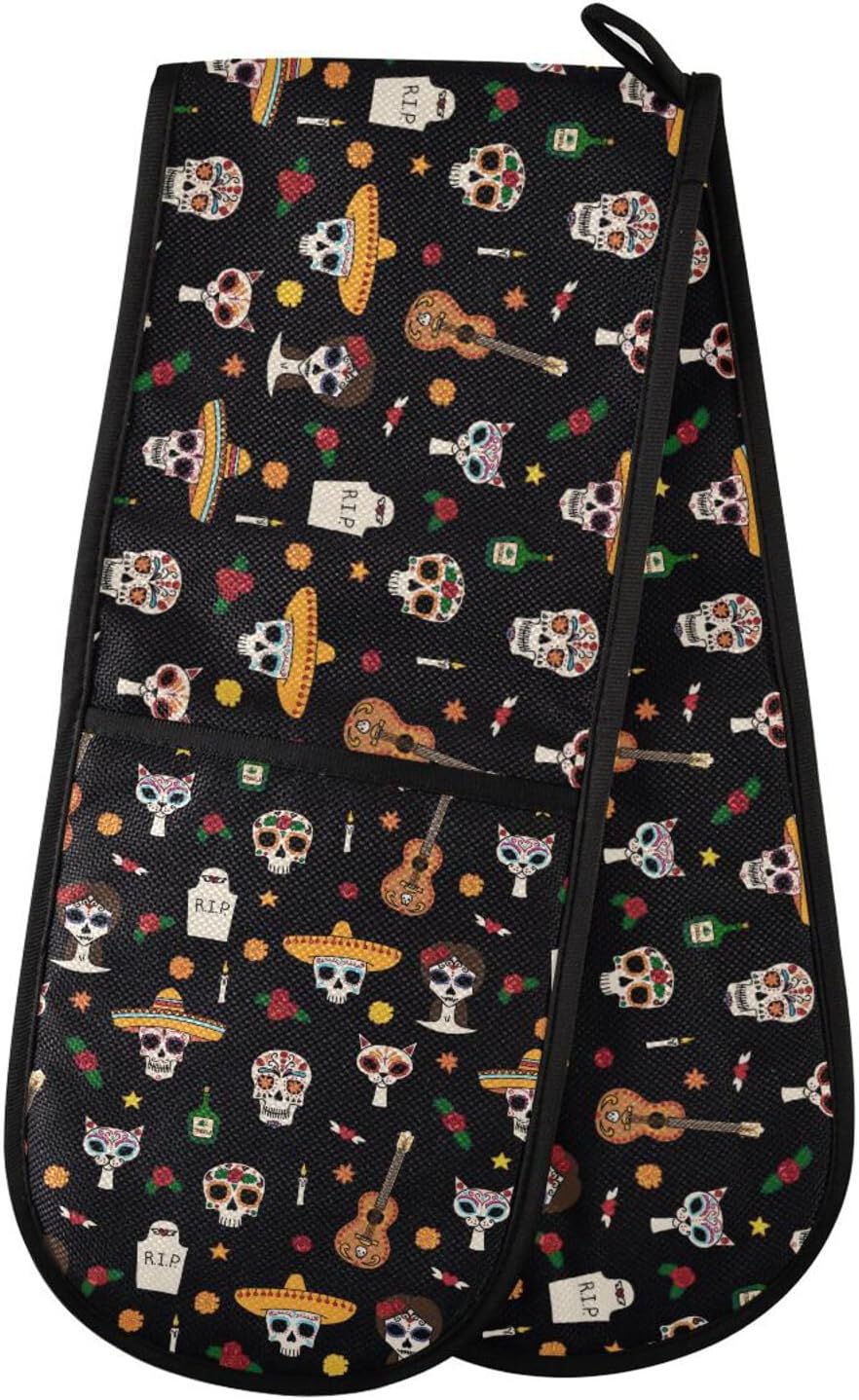 Doterii Double Oven Mitts Halloween Skull Design