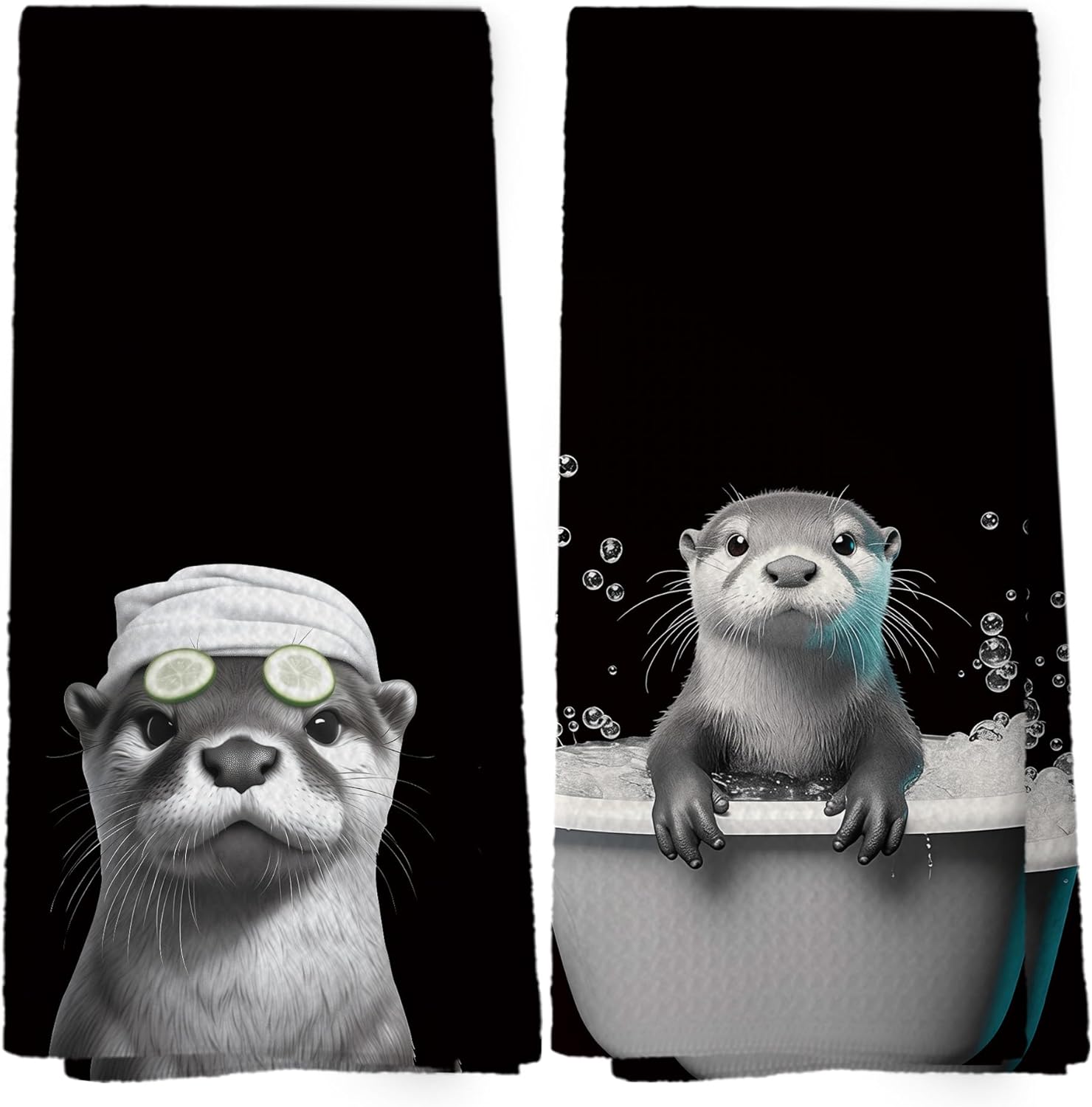 Funny Otter Hand Towels Set of 2 for Kitchen Bathroom