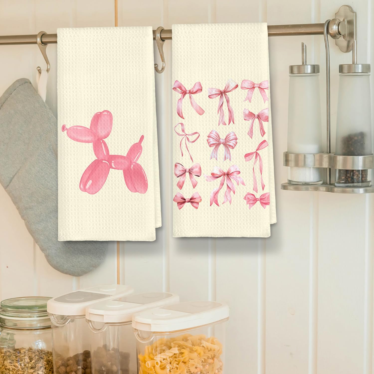 ETYZE Pink Cherry Bow Hand Towels Set of 4