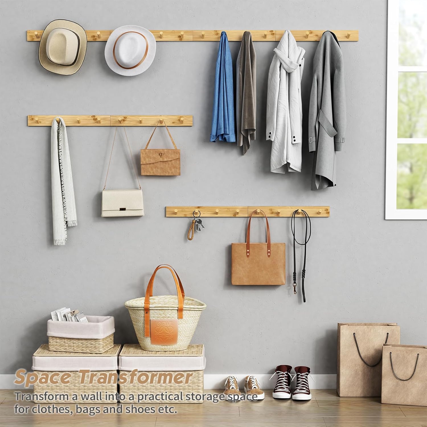 Forbena Wall Mount Coat Rack Set of 4 16 Hooks