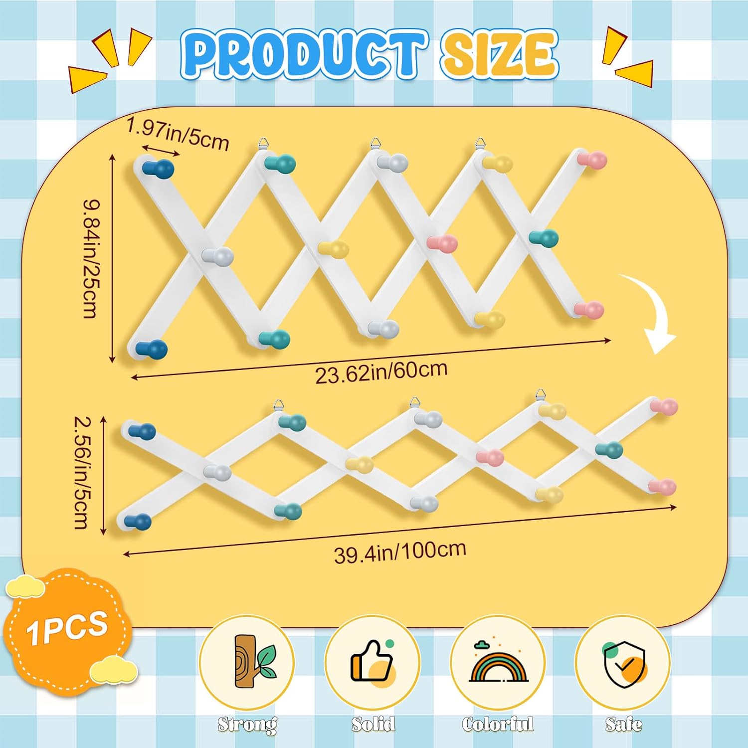 Suzile Expandable Wooden Coat Rack for Kids 1