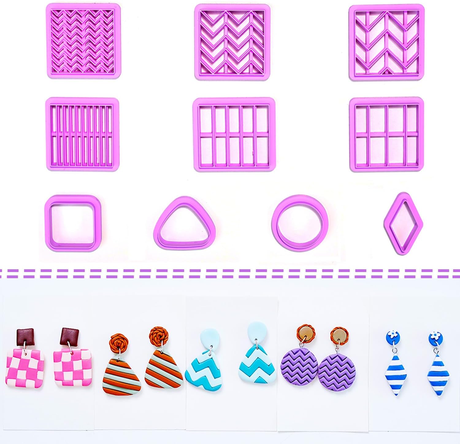 BESEK 10 Pcs Square Polymer Clay Cutters for Jewelry