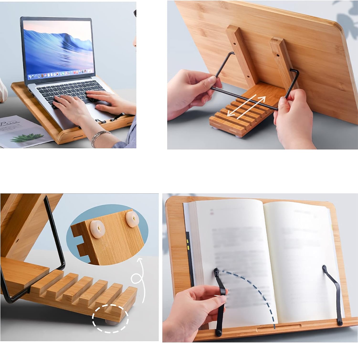 Yuidaaavzz Foldable Book Stand with 6 Adjustable Angles 1