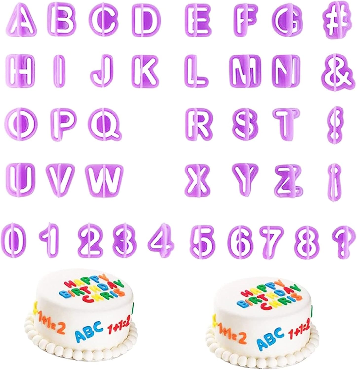 Alvinlite 40-Pcs Fondant Letter Number Cutter Set