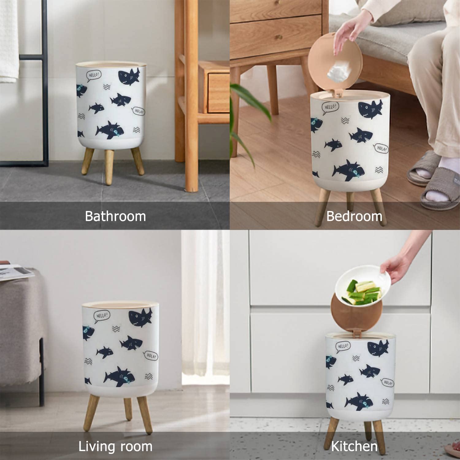 Small Trash Can with Cute Shark Design 867x143inch