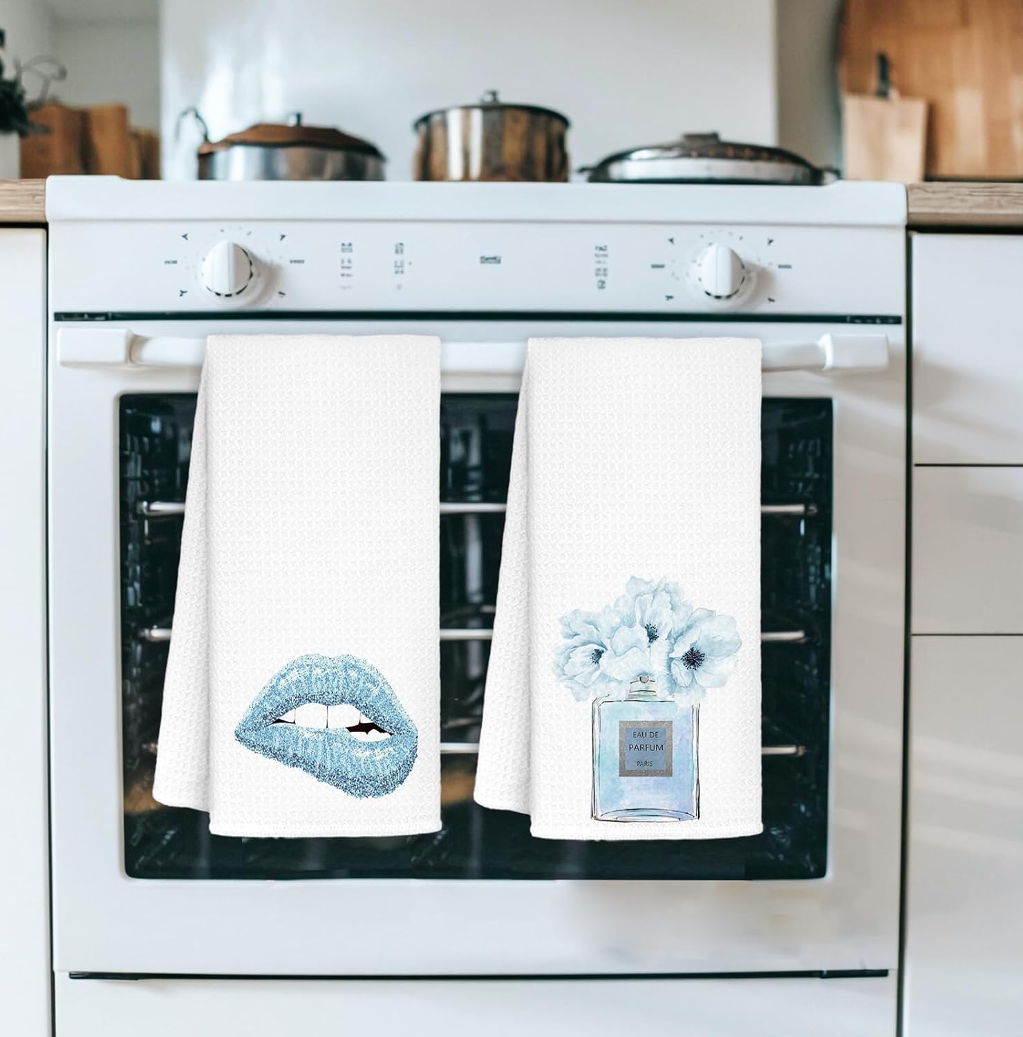 Light Blue Decorative Towels Set of 2 16x39 Inch