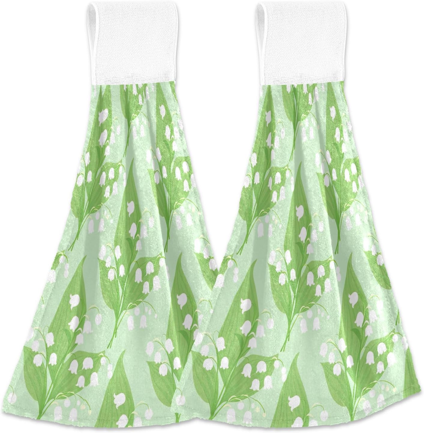 RPLIFE Lily of Valley Green Dish Towel Set of 2